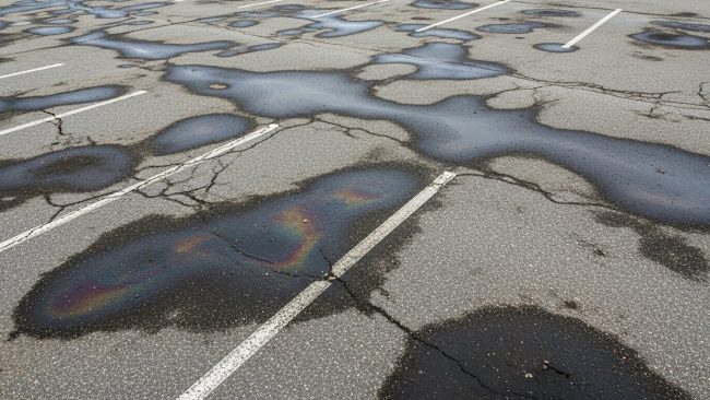 Learn about common parking lot stains like oil, rust, and tire marks, and how professional cleaning removes them without damaging asphalt.