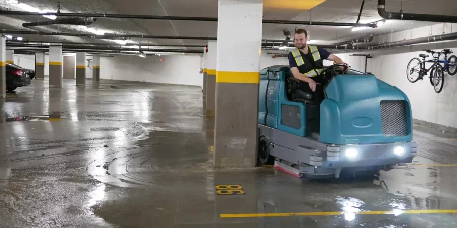 parking lot power scrubbing